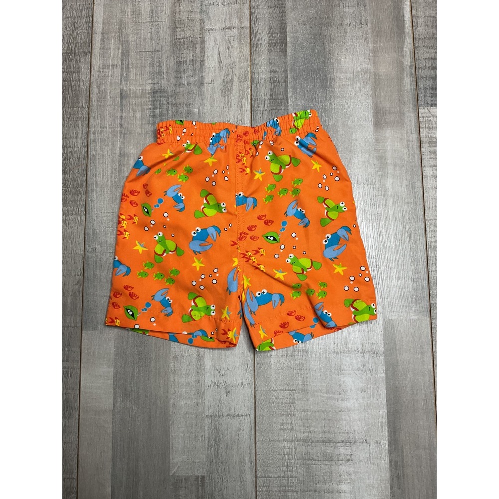 Carters Baby Boy Orange Sea Creature Swim Trunks Crabs Frogs 12M Mesh Lined